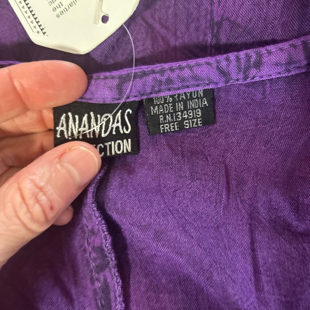 Ananda’s Collection Purple Embroidered Tunic Dress Boho lagenlook beach coverup - Picture 9 of 11